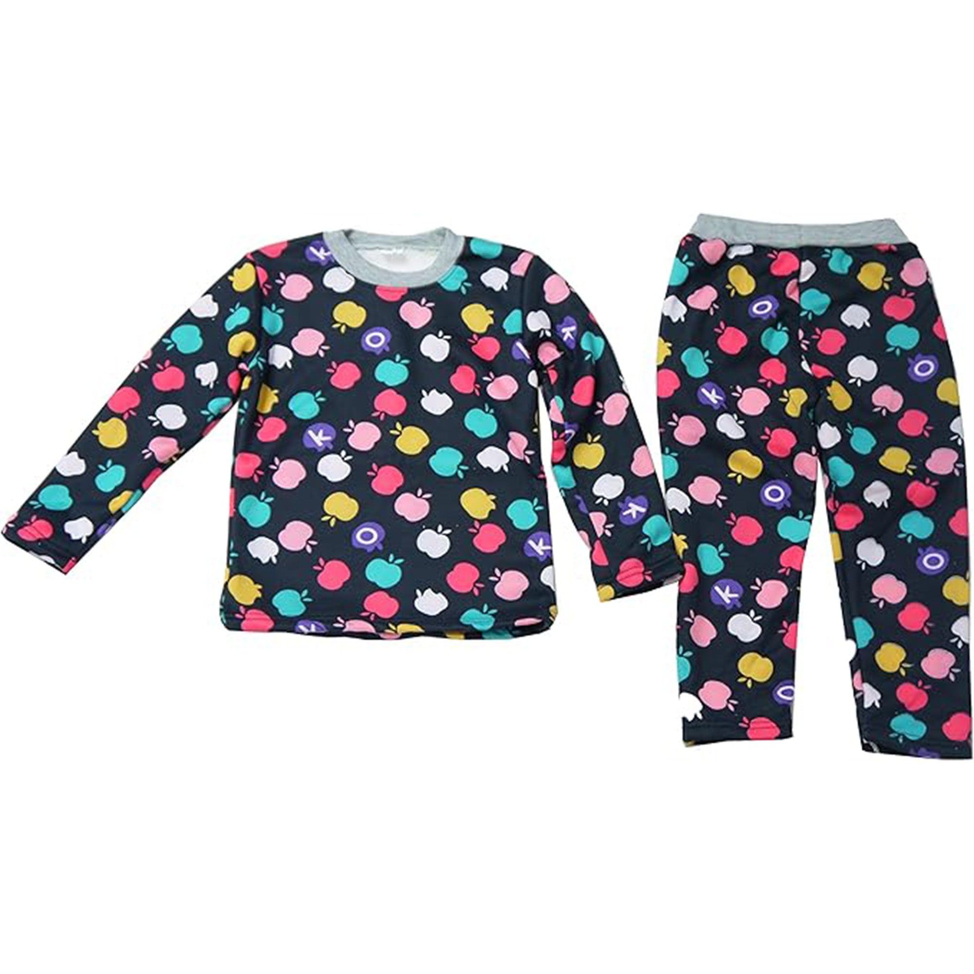 Warm Fleece for Kids Pyjama Set Colorful Pattern Winter PJs | Trifolium