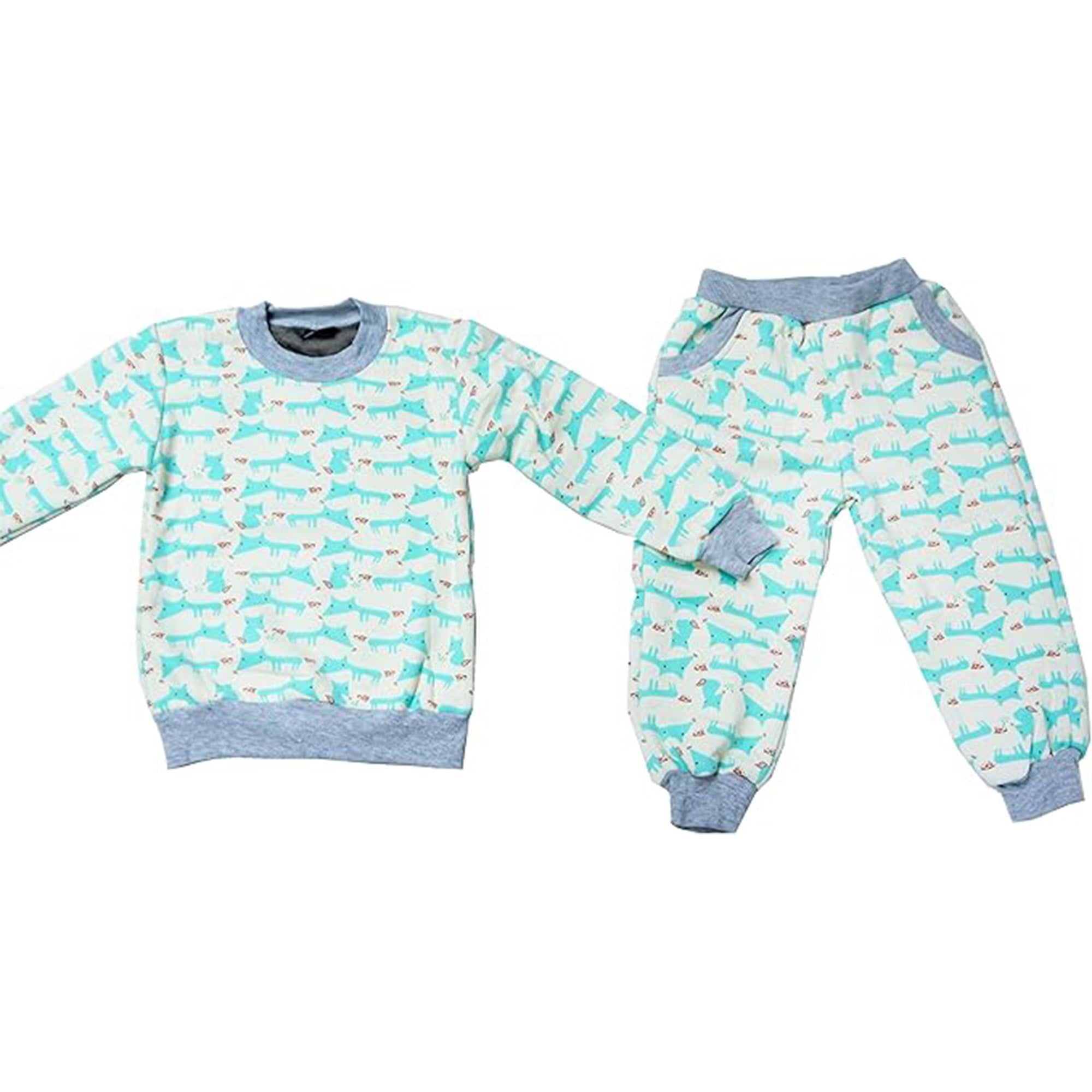 Warm Fleece for Kids Pyjama Set Colorful Pattern Winter PJs | Trifolium