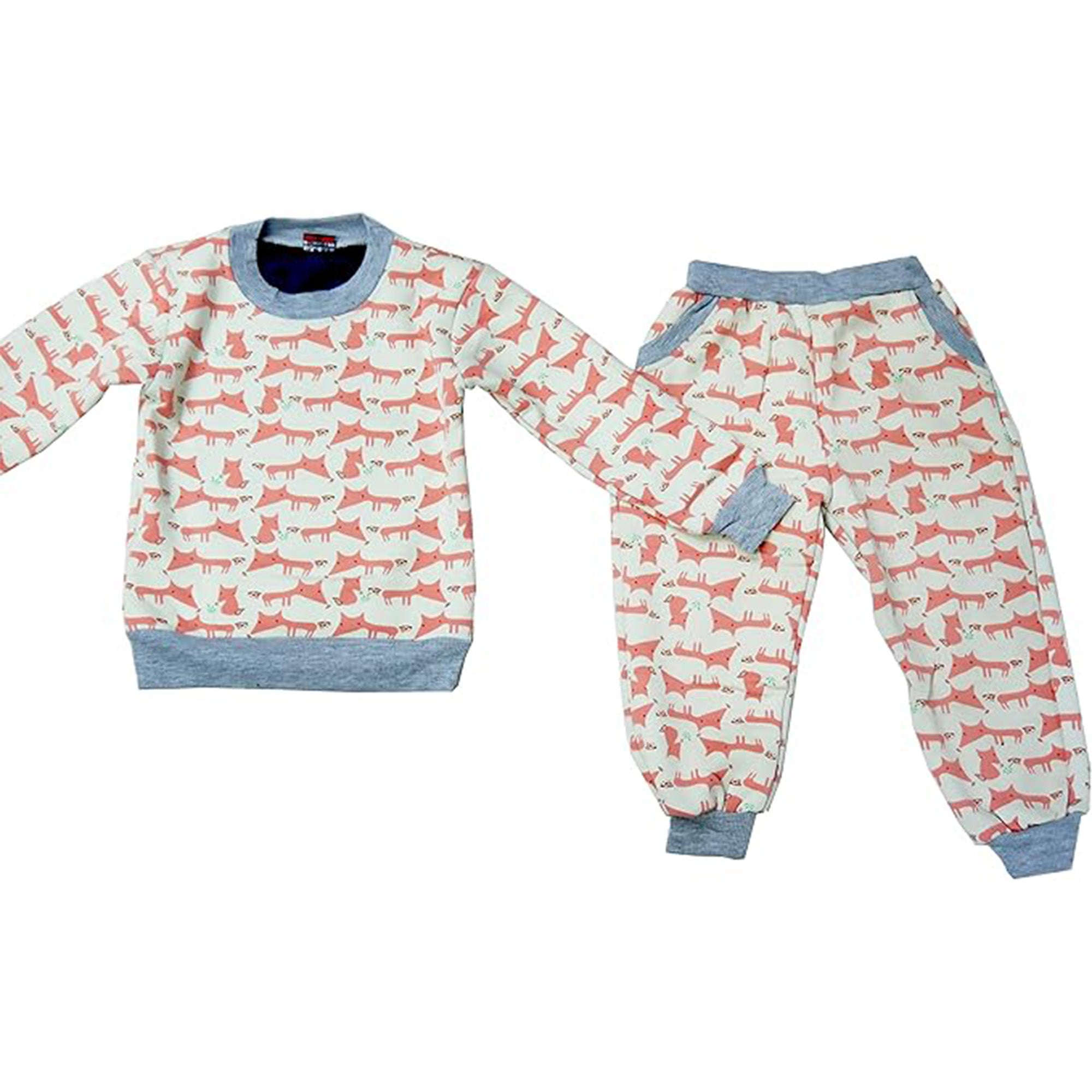 Warm Fleece for Kids Pyjama Set Colorful Pattern Winter PJs | Trifolium
