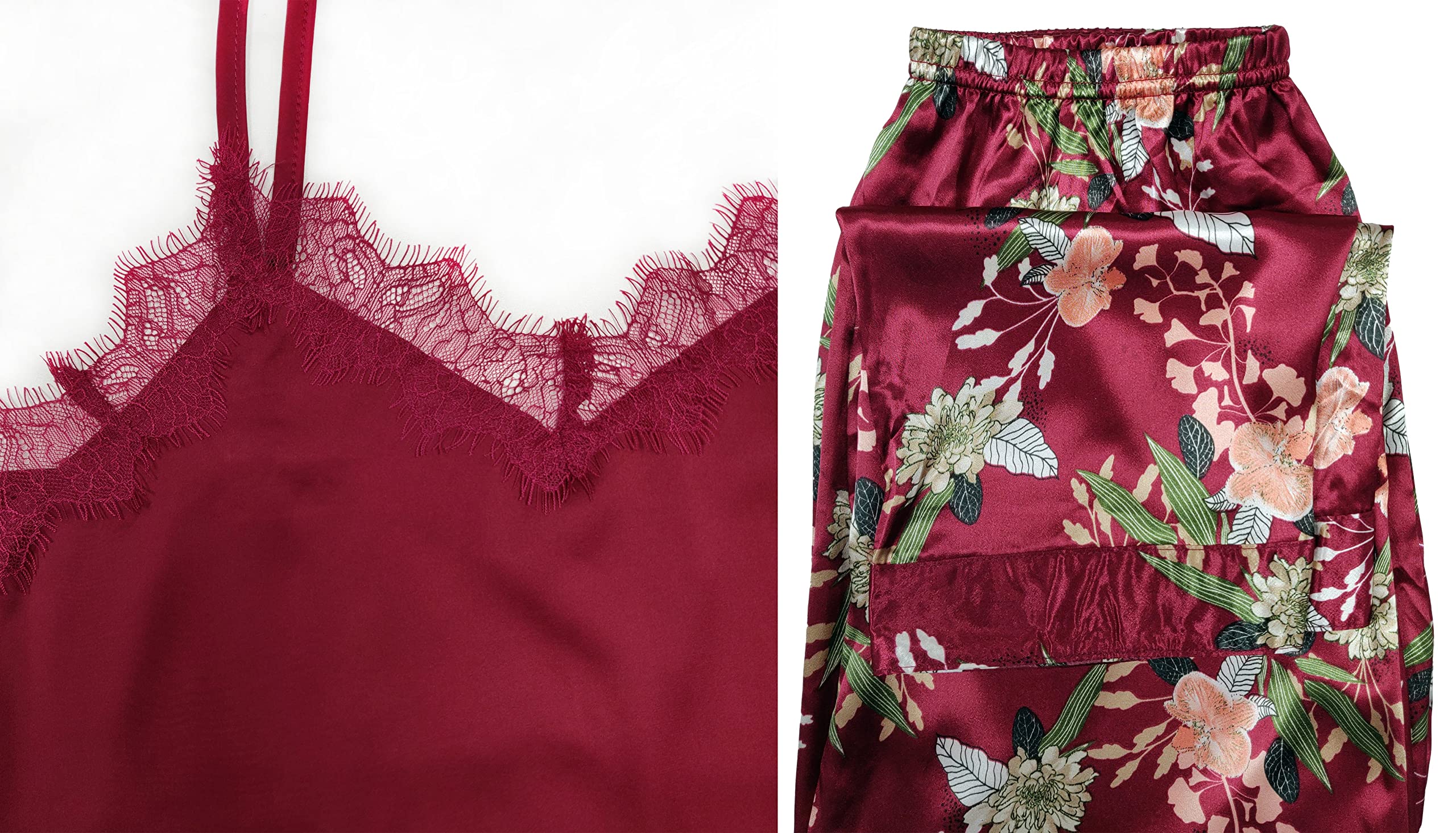 Silk Satin Sleepwear Set3-Piece Robe, Cami & Lace Nightwear | Trifolium