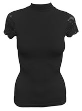 Load image into Gallery viewer, Women&#39;s Turtle Neck T-Shirt Waist Shaping Tummy Control Slimming Lace Sleeves Shapewear Top

