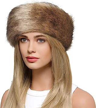 Trifolium Winter Faux Fur Headband for Women Fancy Ear Warmer with Stretch Fluffy Elastic Headband (One size Black Fox)