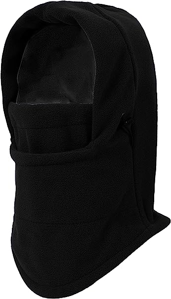 Trifolium Fleece Balaclava Multifunction Face Mask Winter Outdoor Warm Hood Unisex Neck Cover (BLACK)