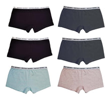 Load image into Gallery viewer, Trifolium 6 pack Ladies Girls Cotton Hipster Boxer Short Plain Block Colours woman
