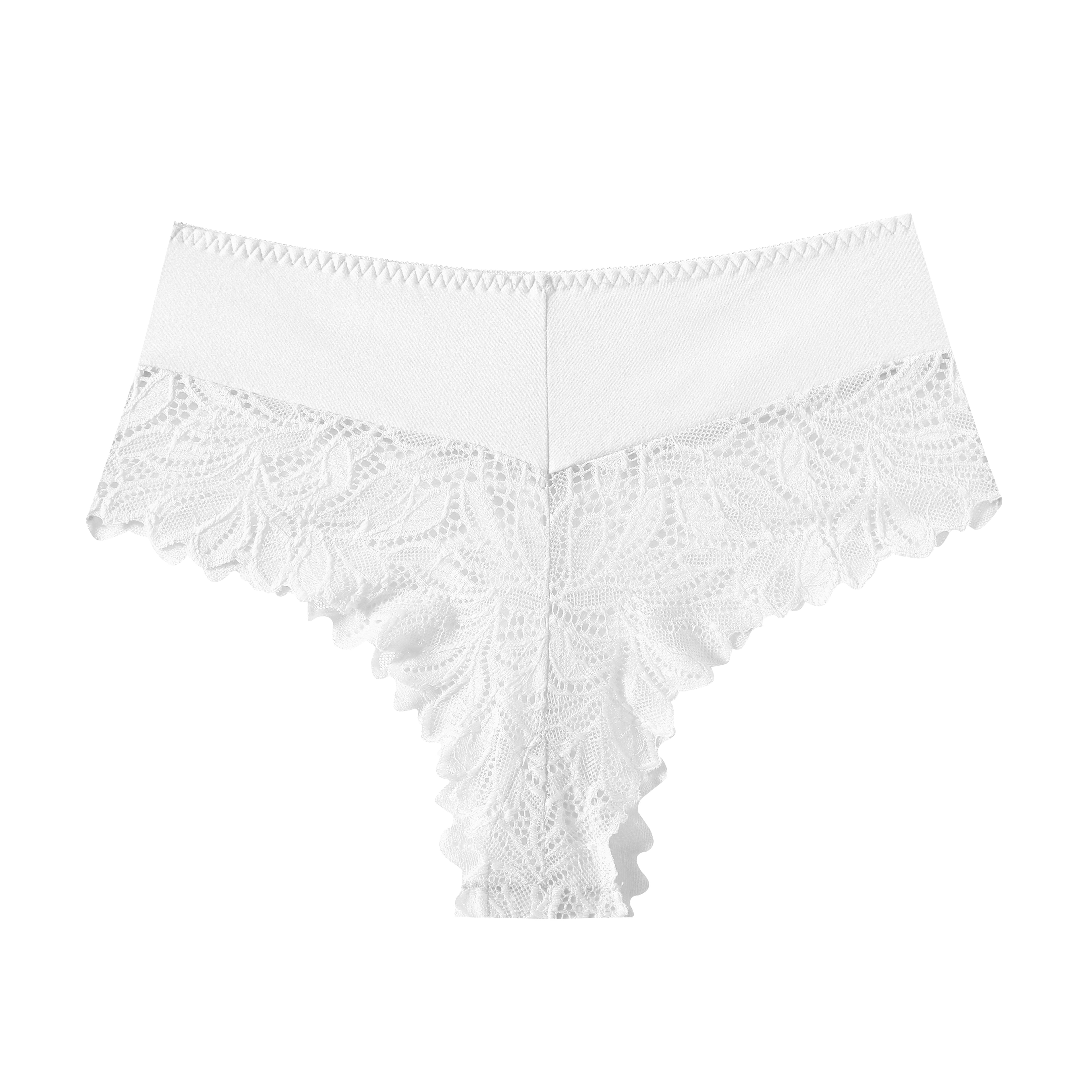 Trifolium Low Waist French Knickers Floral Lace Panties Stretchy Sheer Cotton Boxer