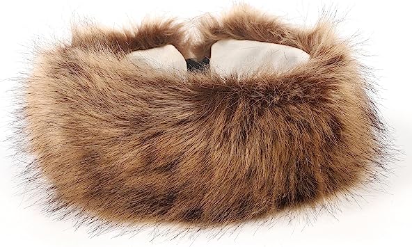 Trifolium Winter Faux Fur Headband for Women Fancy Ear Warmer with Stretch Fluffy Elastic Headband (One size Black Fox)