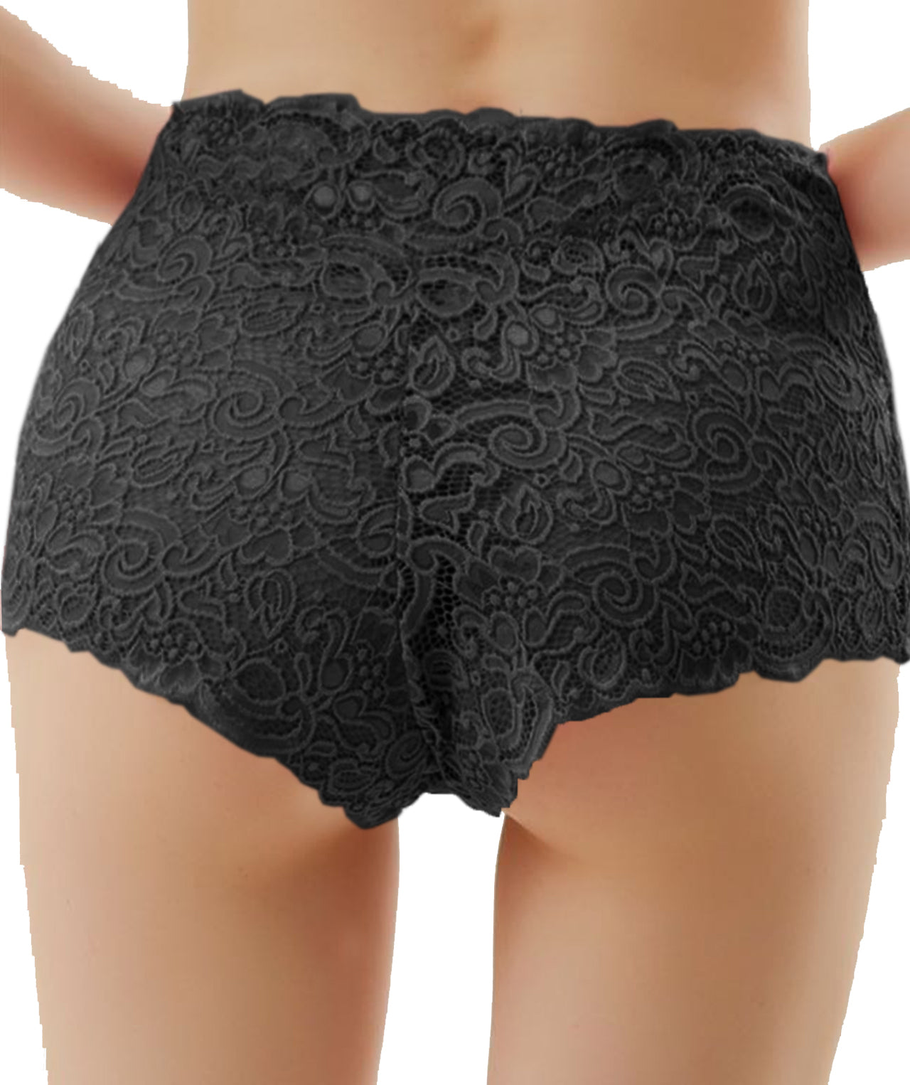 Trifolium Womens Lace Panties Sexy Hipster High Waisted See-Through Lingerie Shorts - 3 Pack