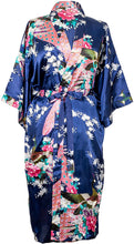 Charger l&#39;image dans la galerie, Trifolium Chemise+Kimono Robe Silky Satin Bath Gown Peacock And Blossoms Nightgown Oriental Floral Bathrobe Gift Bridesmaid Wedding Sexy Pyjama
