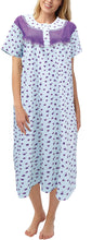 Charger l&#39;image dans la galerie, Women&#39;s Nightdress Short Sleeve Nightshirt Cotton Nightwear Plus Size Ladies Pajamas Flowers Print
