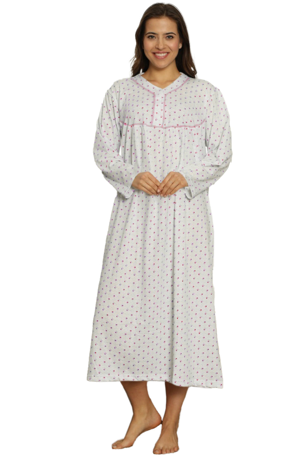 Trifolium Women's Comfy Nightdress 100% Cotton Short/Long Sleeve Nightwear with Buttons