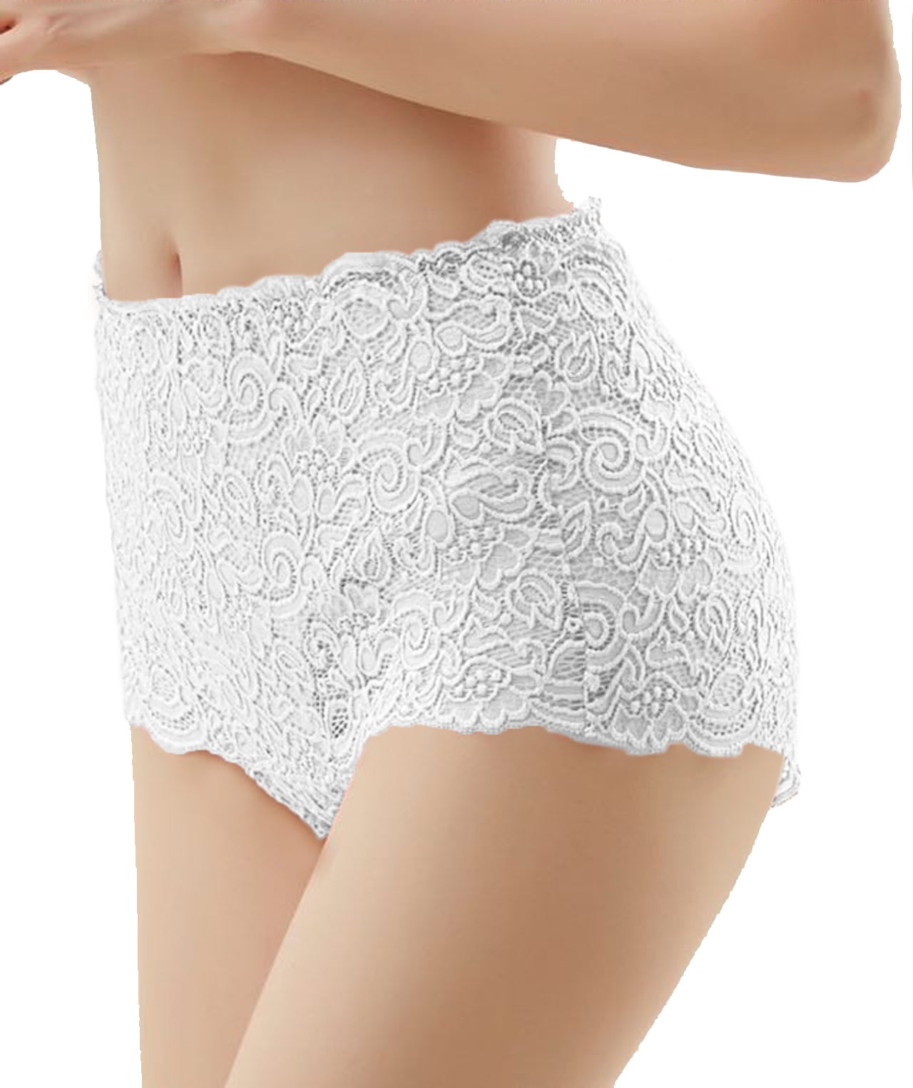 Trifolium Womens Lace Panties Sexy Hipster High Waisted See-Through Lingerie Shorts - 3 Pack