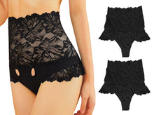 Charger l&#39;image dans la galerie, Trifolium Women Sexy High Waisted French Knickers Frilly Lace Thong Underwear - 2 Pack

