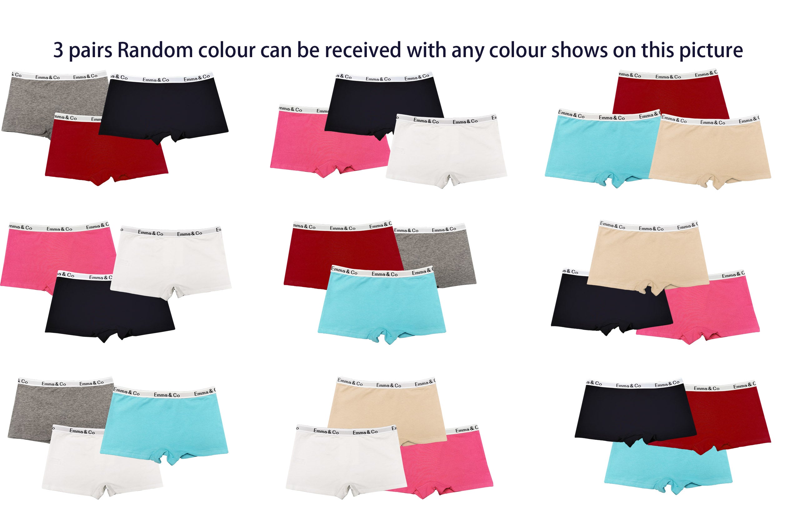 Trifolium Ladies Cotton Hipster Girls Boyshorts Boxer Plain Block Colours Underwear Short