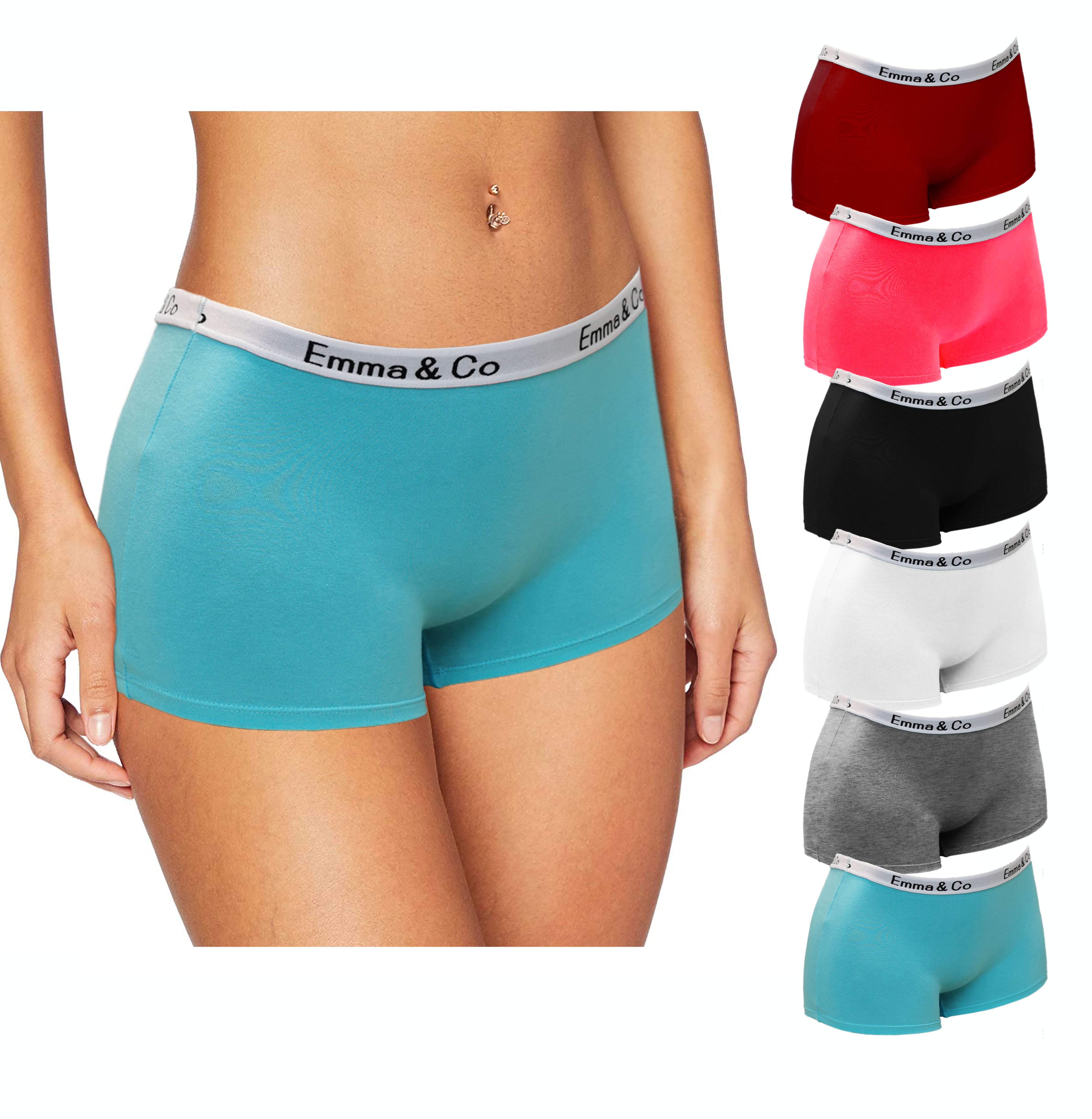 Trifolium Ladies Cotton Hipster Girls Boyshorts Boxer Plain Block Colours Underwear Short